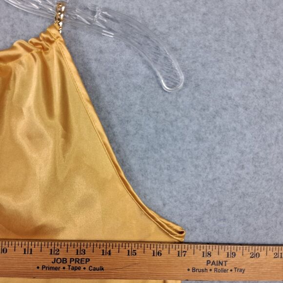 Nicole Miller Womens Halter Top Small Gold Satin Chain Straps Sexy Date Night - Picture 5 of 6